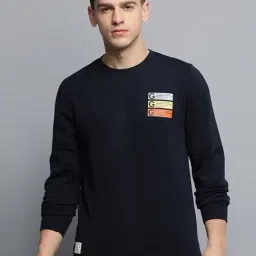 Showoff Navy Blue Regular Fit Printed Sweatshirt-image-93