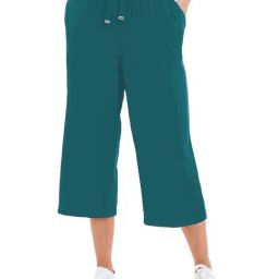 PATRORNA Teal Cotton Blend Regular Fit Mid Rise Capris-image-94