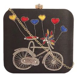 Horra Black Embellished Clutch-image-12