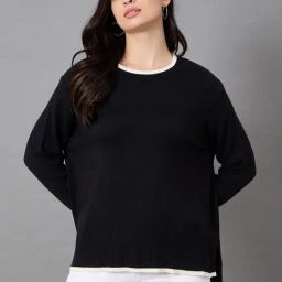 Club York Black Acrylic Regular Fit Sweaters-image-20