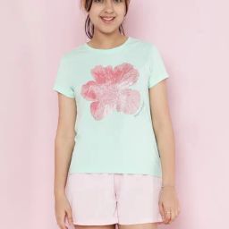 Lil Tomatoes Girls Green Cotton Regular Fit Night Suit-image-87