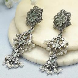 Biba Mint Green Brass Drop & Danglers Earrings for Women-picture-41