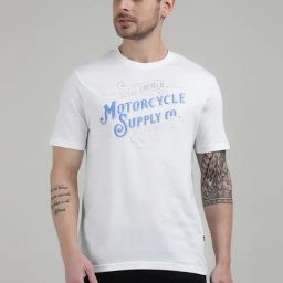 Royal Enfield White Solid Short Sleeves T-Shirt-image-20