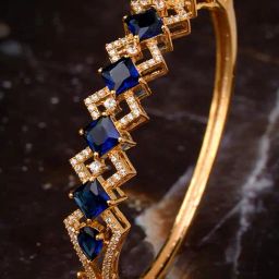 Saraf Rs Jewellery Blue American Diamond Handcrafted Statement Bracelet-48