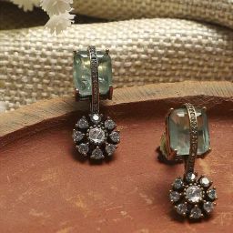 Biba Mint Green Brass Drop & Danglers Earrings for Women-image-15