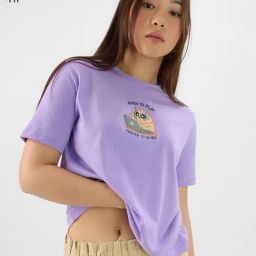 The Souled Store Lavender Relaxed Print T-Shirt-image-29