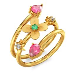 Joyalukkas 22k Gold Gemstone Twisted Floral Ring-image-41