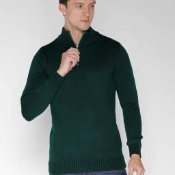 Identiti Dark Green Slim Fit Pullover-image-86