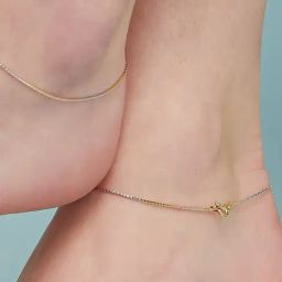 Zavya 92.5 Sterling Silver Sleek Triple Tone Pair of Anklet-image-56
