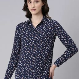 SHOWOFF Navy Floral Print Shirt-image-67