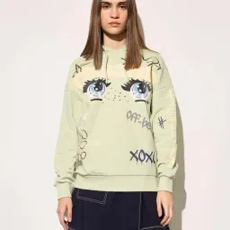 Only Green Cotton Regular Fit Printed Hoodie-image-57