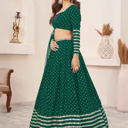 DIVASTRI Embellished Sequinned Semi-Stitched Lehenga & Unstitched Blouse With Dupatta image 3
