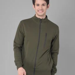 Force NXT Green Cotton Regular fit Solid Jacket-35