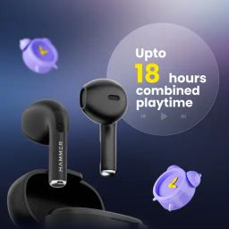 Hammer KO Mini TWS Bluetooth Earbuds with Upto 18H Playtime & Touch Controls (Black) image 2