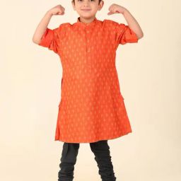 Fabindia Kids Orange Printed Full Sleeves Kurta-image-15