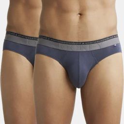 Jockey US59 Graphite Grey Super Combed Cotton Briefs with Ultrasoft Waistband - Pack of 2-picture-19