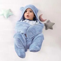 MiArcus Blue Polyester 150 TC Solid Baby Blanket-image-47