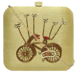 Horra Light Gold Embellished Clutch-image-39