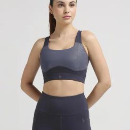 Bodd Active Grey Regular Fit Color Block Sports Bra-image-12