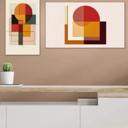 Nestroots Circle and Square Prints Multi Frame Abstract Canvas Wall Painting - Set of 4-17