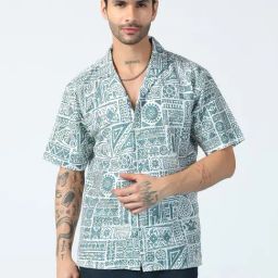 Tahvo Sky Blue Cotton Regular Fit Shirt-image-91