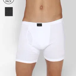 Peter England Charcoal & White Cotton Trunks - Pack of 2-image-53