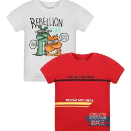 Plum Tree Kids White & Red Printed T-Shirt (Pack Of 2)-image-34