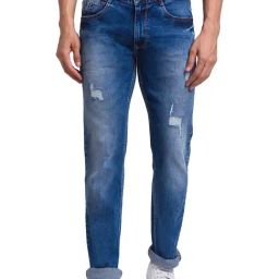 Parx Blue Slim Fit Low Rise Distressed Jeans-image-14