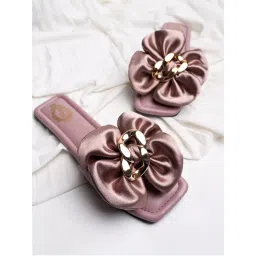 Shoetopia Stylish Oversized Bow Detailed Mauve Flats for Women-picture-23