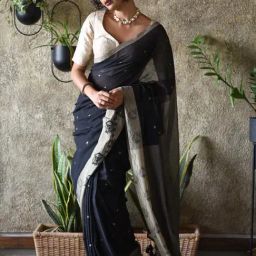 Suta Black Pure Cotton Woven Saree-image-38