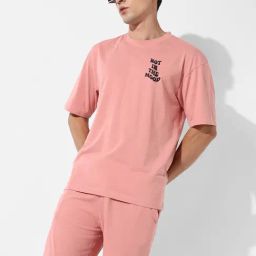 Campus Sutra Pink Regular Fit Oversized Not In The Mood Printed Co-Ord Set-image-18