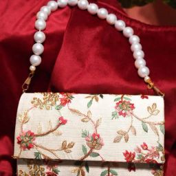 Gaurapakhi Beige Embroidered Envelope Clutch-20