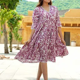 KALINI Floral Print A-Line Dress-46