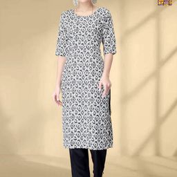 HERE&NOW Selection Of 2 Ethnic Motifs Printed Round Neck Straight Kurta-image-98