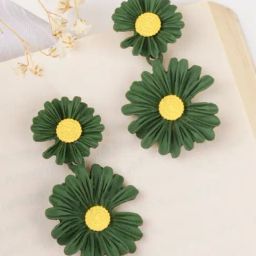 Joker & Witch Green Maci Petal Floral Drop Earrings-47