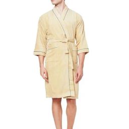 Spaces Dark Green & Beige Cotton Ultra Soft Bath Robe-image-25