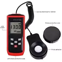 generic Real Instruments Digital Lux Meter With Record Function Flexible Sensor Light Red & Black, LX-101 image 2
