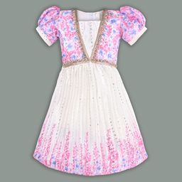 Wish Karo Girls Floral Satin Fit & Flare Dress-42