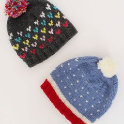 Woonie Set Of 2 Embroidered Handmade Bobble Caps -  Grey & Blue-35