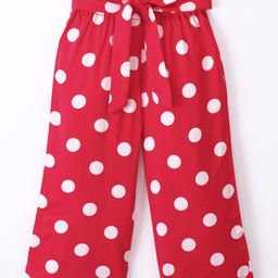 CrayonFlakes All Over Polka Dots Printed Belted Palazzo - Red-picture-22