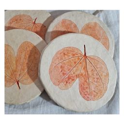 ARANYA EARTHCRAFT kachnar leaf impressioned papier-mache coaster-image-27