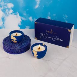 Parkash Candles Set of 2 Premium Fragrance Ceramic Glass Jar Scented Candle - Blue-6