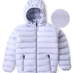 Little Kangaroos Full Sleeves Padded & Hooded Jacket with Pocket Solid Colour - Lilac-28