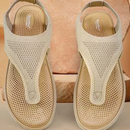 KazarMax Mesh Detailed Sandals -Beige-image-1