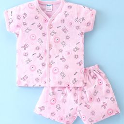 Tango Single Jersey Knit Half Sleeves Shorts Set with Animal & Text Print - Pink-image-50