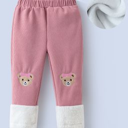 Kookie Kids Full Length Lounge Pants Bear Embroidered- Pink-image-35