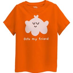 Guugly Wuugly Pure Cotton Half Sleeves Skin Friendly Octo My Friend Text Printed Tee - Orange-image-101