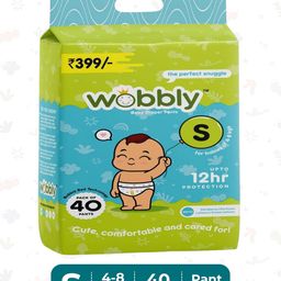 Wobbly Baby Diaper Pants | Small (S) Size 4-8kgs - 40 count,-15