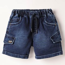 Olio Kids Knit Above Knee Length Solid Denim Shorts - Navy Blue-picture-17