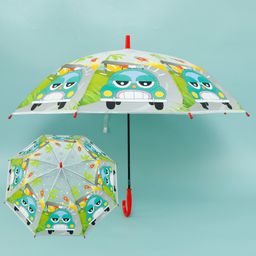 Kids Umbrella with J Shaped Handle & Car Print - Multicolor-22